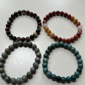 Crystal Mixed Materials Beaded Bracelets,  4 Pack